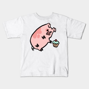 Cute Cartoon Piggy wants Muffin Kids T-Shirt